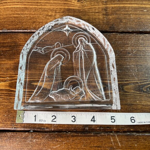 Nativity Scene Clear Lead Crystal Avon Glass Figurine Christmas - Picture 7 of 10